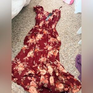 Trixxi Burgundy Floral Maxi Dress